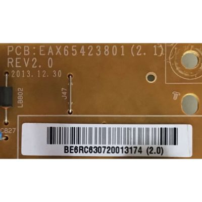 KIT DE TARJETAS PARA TV LG / MAIN EBT63034612 / EAX65614404(1.0) / FUENTE EAY63072001 / EAX65423801(2.2) / T-CON 6871L-3630D / 6870C-0481A / PANEL LC490DUE (FG)(A6) / MODELO 49LB5550-UY.BUSWLJR - Imagen 2